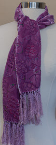 silk velvet devore grapes and vine pattern scarf