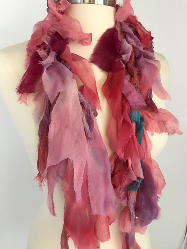 Silk chiffon shoulder wrap pinks/red