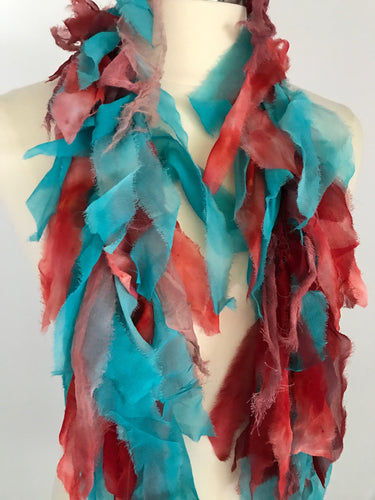 Silk Chiffon Shoulder Wraps - Taos (turquoise, reds)